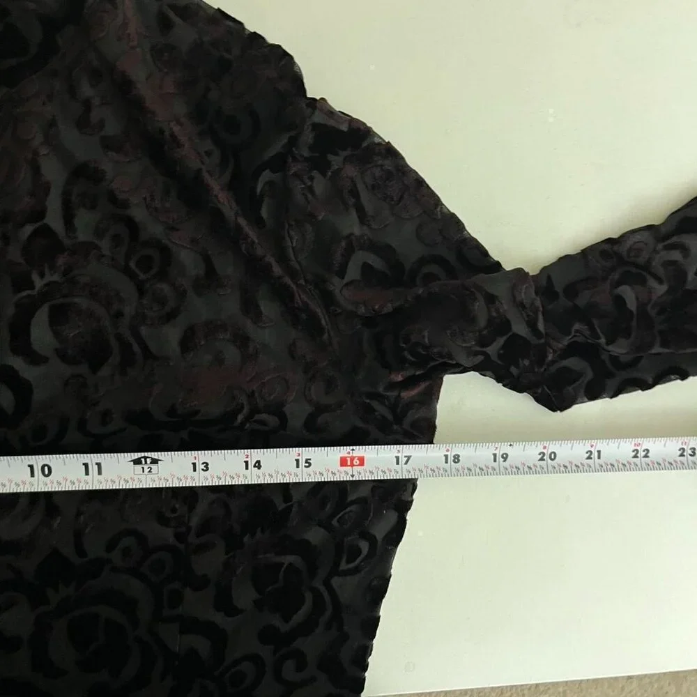 y2k dark brown boho whimsygoth grunge sheer button up top - Picture 7 of 8